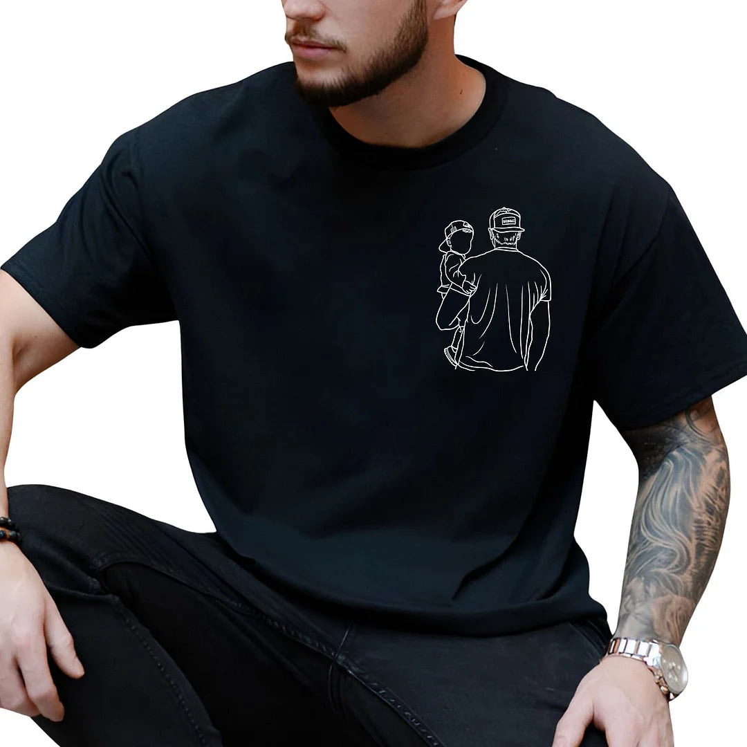 💖Personalized Embroidered Portrait Sweatshirt - Unique Gift for Dad - Custom Father and Son Hoodie, Couple Portrait