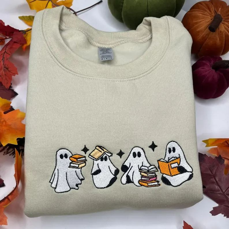 Ghost Rrading Books Embroidered Sweatshirt