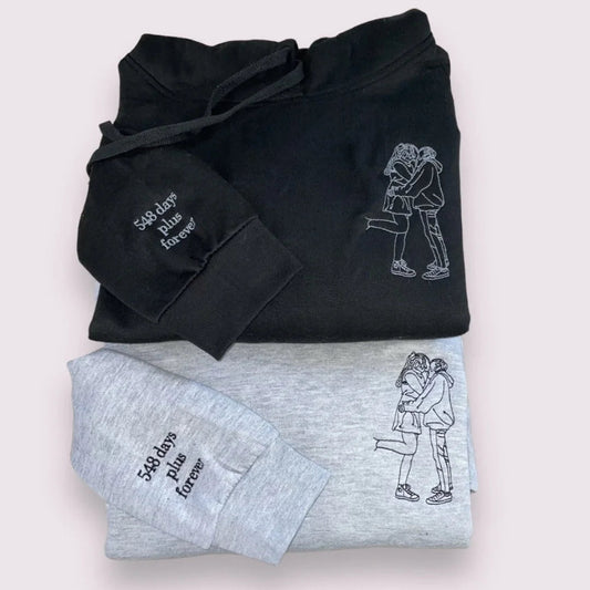 Custom Message Embroidered Sleeve Sweatshirt or Hoodie