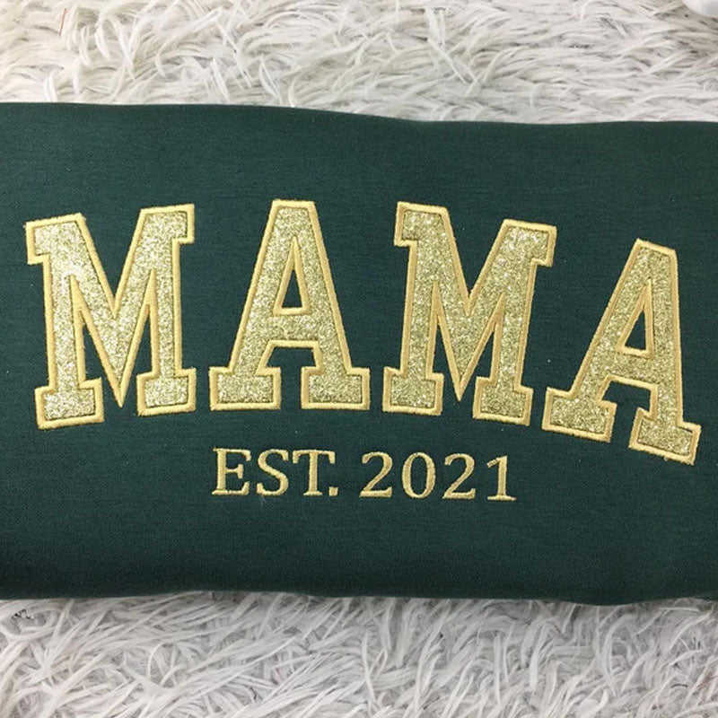 Custom Embroidered Applique Glitter Mama Sweatshirt