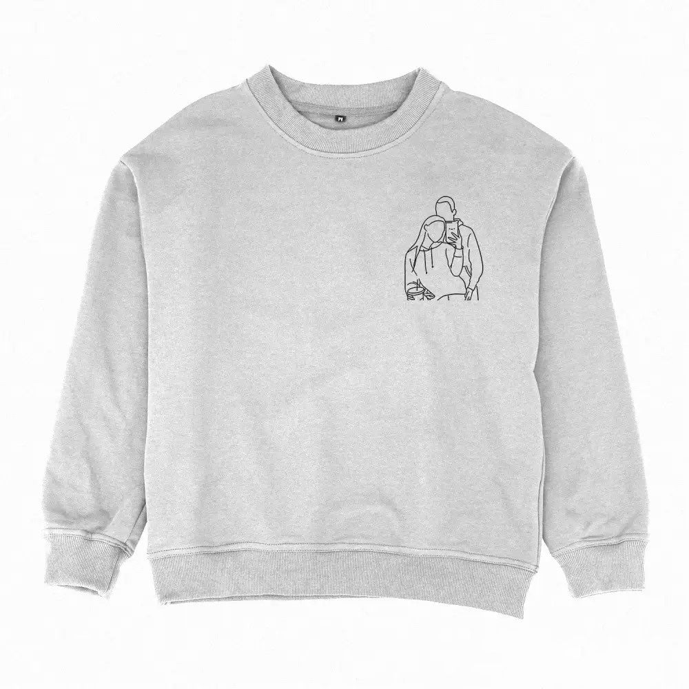 Personalized Photo Line Drawing Embroidered Hoodie