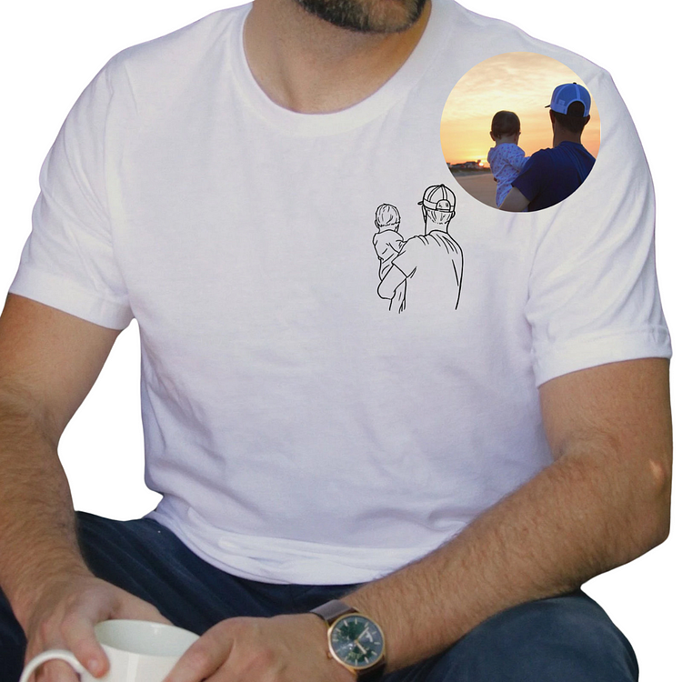 Personalized Embroidered Dad & Kids Photo Sweatshirt - Custom Gift for Dad, Papa