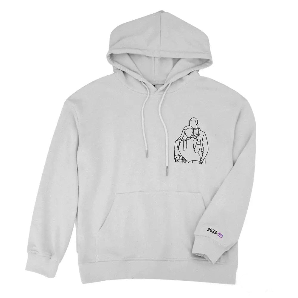 Personalized Photo Line Drawing Embroidered Hoodie