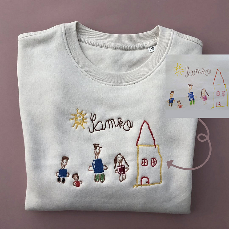 Custom Kids Drawing Sweatshirt – Personalized Art Hoodie, Unique Gift for Mom, Dad, or Grandparents