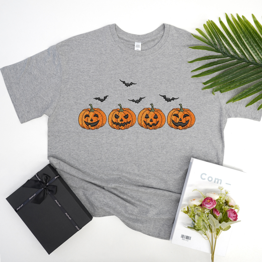 Embroidered Pumpkin Halloween Sweatshirt