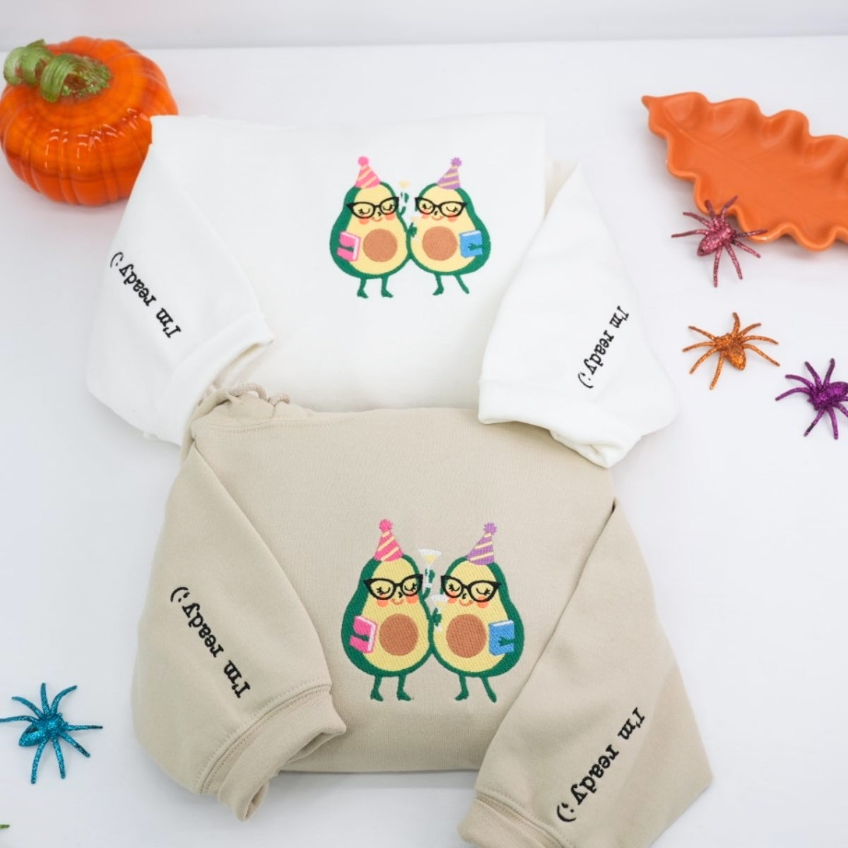 Avocado Couple Hoodies - Cute Food Matching Embroidered Sweatshirts - Perfect Halloween Anniversary Gift