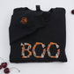 BOO Halloween Custom Hoodie - Embroidered Spooky Floral Design - Halloween Party Gift