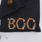 BOO Halloween Custom Hoodie - Embroidered Spooky Floral Design - Halloween Party Gift