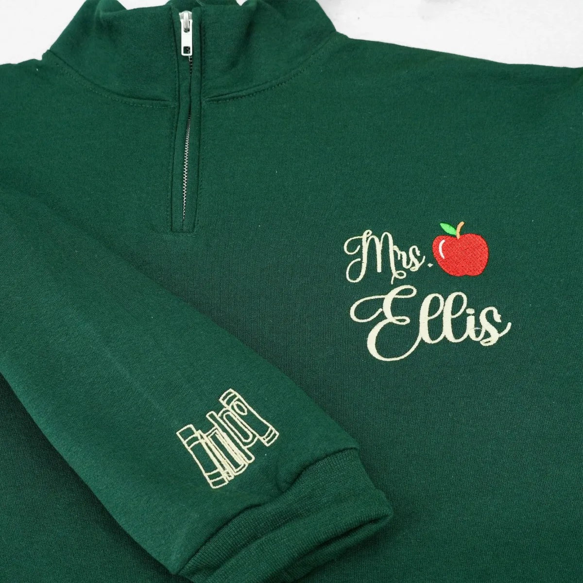 Back to School Teacher Sweatshirt - Custom Mrs Miss Name Embroidered Quarter Zip - Personalized Educator Gift