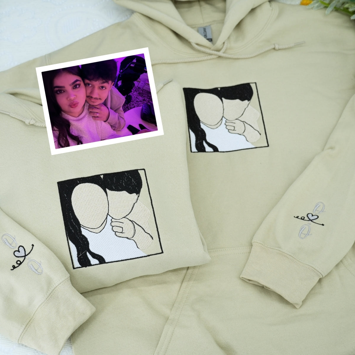 Boyfriend Girlfriend Photo Hoodies - Custom Embroidered Picture Sweatshirts - Dating Gift