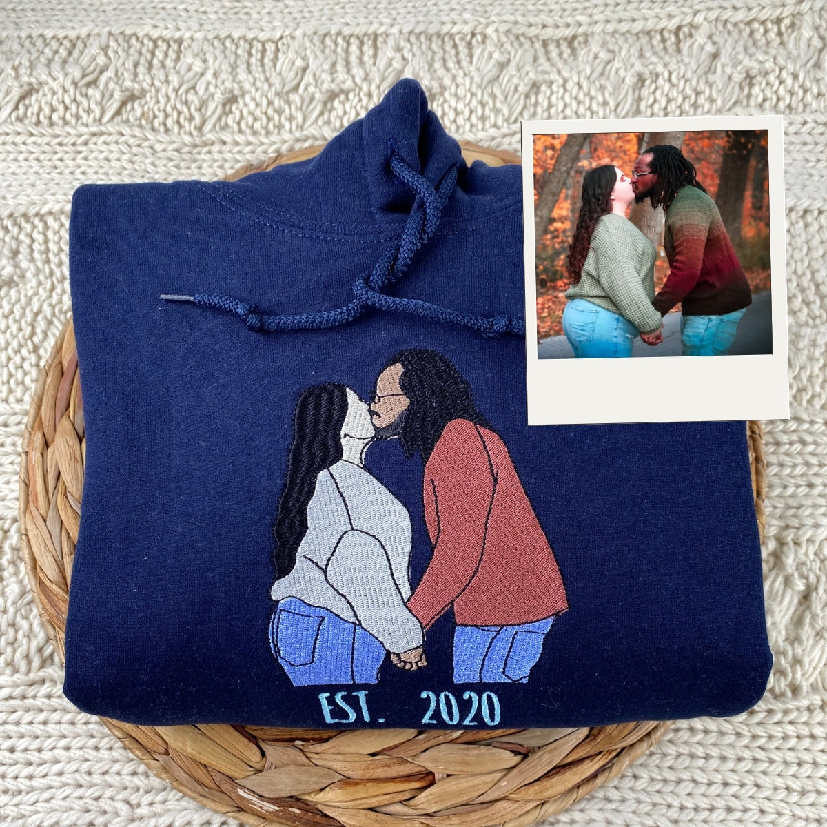 Boyfriend Girlfriend Photo Hoodies - Custom Embroidered Picture Sweatshirts - Dating Gift