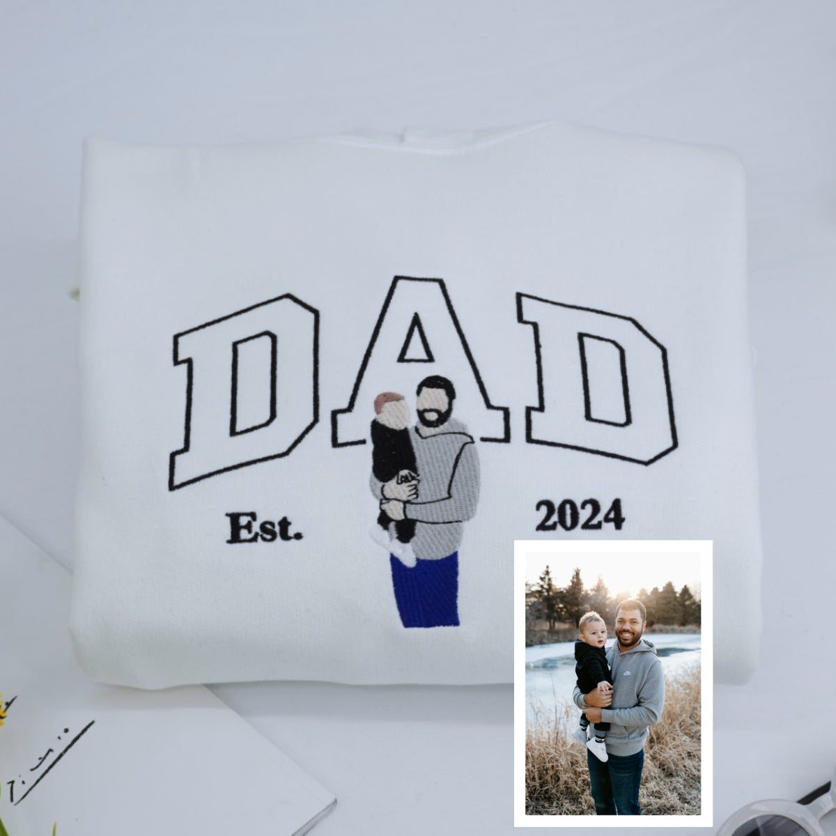 Brand New Dad Custom Hoodies - Personalized Baby Name Embroidered Sweatshirts - Father's Day