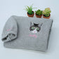 Cat Mom Portrait Sweatshirts - Custom Cat Names Embroidered Crewneck - Cat Parent Apparel