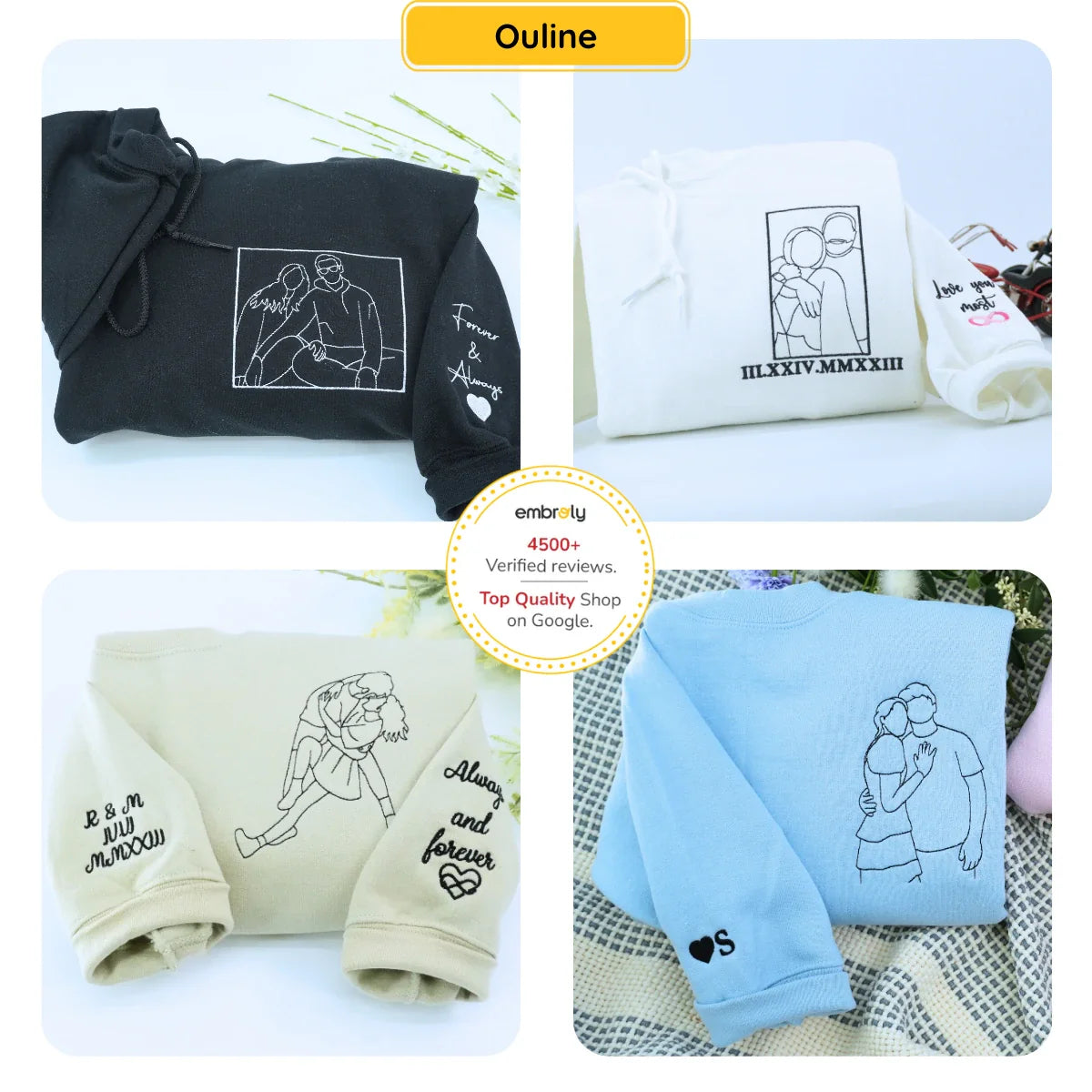 Custom Embroidered Sweatshirt, Personalized Portrait From Photo Hoodie, Line Art Photo Sweatshirt