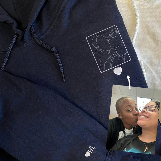 Custom Embroidered Portrait from Photo Sweatshirt, Couple Sweatshirts, Couples Portrait, Custom Photo Hoodie, Personalized Gift For Couples