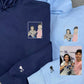 Custom Embroidered Full-Color Portrait Hoodie, Personalized Custom Portrait Sweatshirt, Photo Couple Hoodie