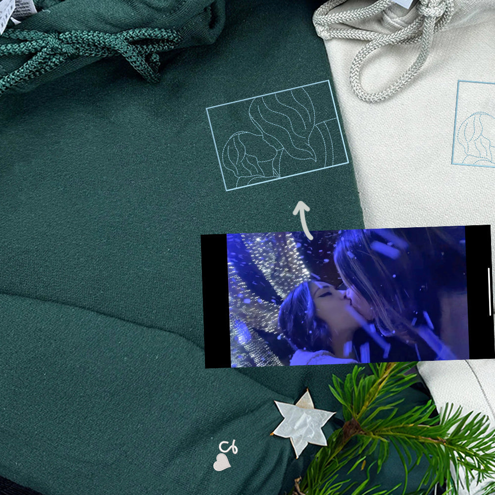 Custom Embroidered Couple Sweatshirts Hoodies, Personalized Portrait from Photo, Unique Gift Idea