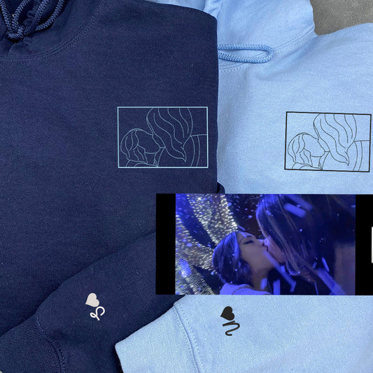 Custom Embroidered Couple Sweatshirts Hoodies, Personalized Portrait from Photo, Unique Gift Idea