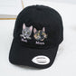 Custom Cat Portrait Embroidered Cap - Pet Parent Personalized Cat Names Accessory - Cat Mom Dad Gift