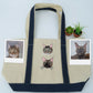 Custom Cat Portrait Tote Bags Dual Pet Face Embroidered Canvas Bag - Cat Mom Memorial Gift