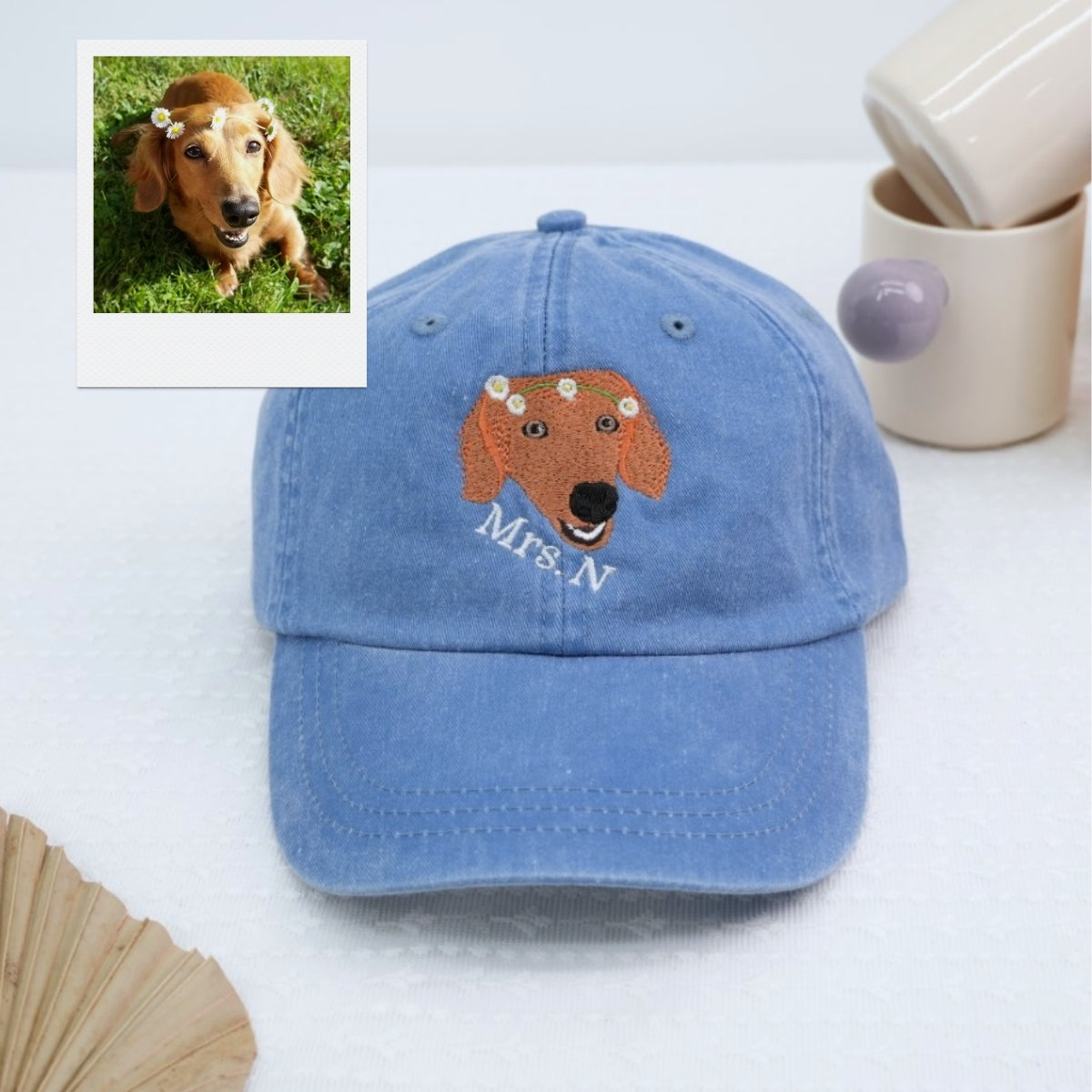 Custom Dog Embroidered Cap - Pet Portrait Personalized Accessory - Dog Owner Parent Gift