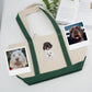 Custom Doodle Portrait Tote Bags - Dog Face Embroidered Canvas Bag - Precious Pet Memorial Gift