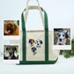 Custom Doodle Portrait Tote Bags - Dog Face Embroidered Canvas Bag - Precious Pet Memorial Gift