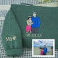 Custom Embroidered Wedding Portrait Sweatshirt – Personalized Bride & Groom Photo Sweatshirt with Roman Numeral Date – Unique Wedding or Anniversary Gift