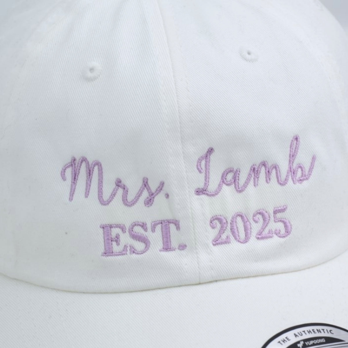 Custom Mrs. Embroidered Cap - Personalized Newlywed Bridal Accessory - Wedding Gift EST Date