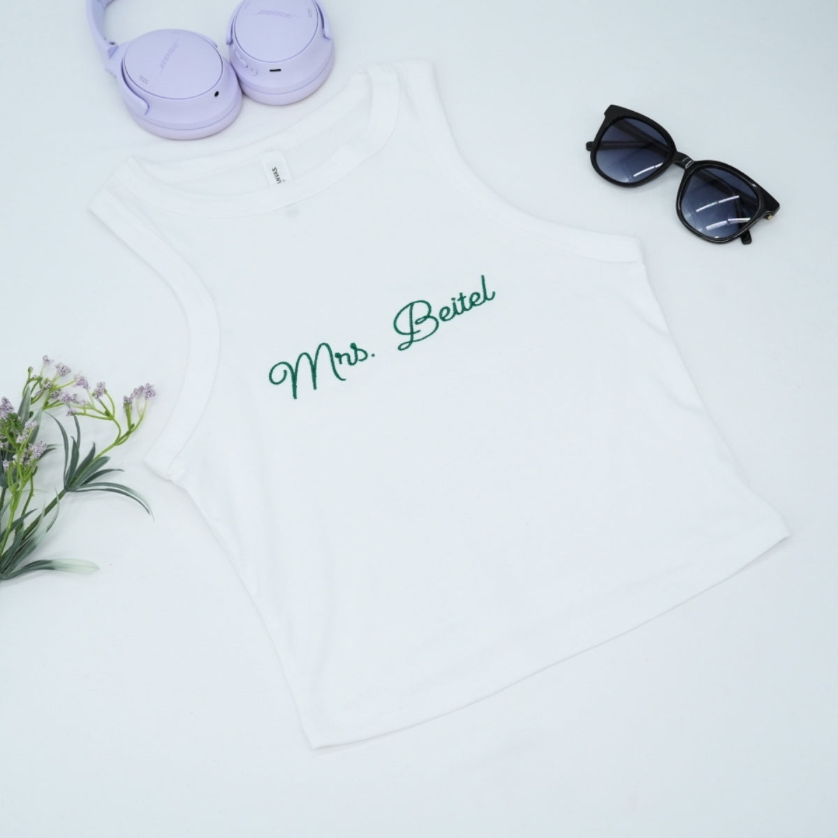 Custom Mrs Set Tank Joggers - Personalized Embroidered Wife Loungewear - Perfect Honeymoon Anniversary Gift