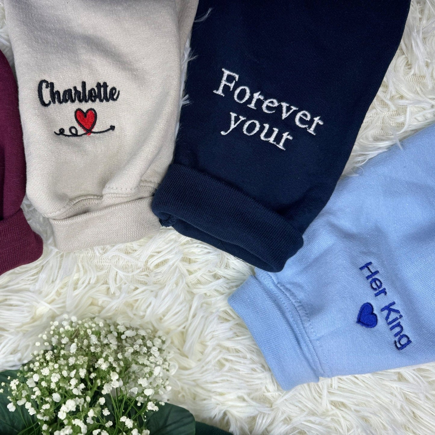 Custom Graduation Portrait Embroidered Sweatshirt – Personalized Photo Gift for Boyfriend – Graduation Gift with Name & Heart – Custom Line Art Drawing