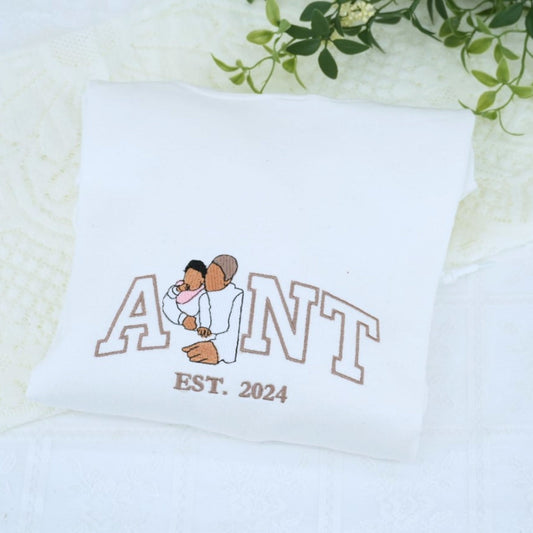 Custom Aunt Hoodies - Auntie Embroidered Sweatshirts - Perfect New Aunt Gift