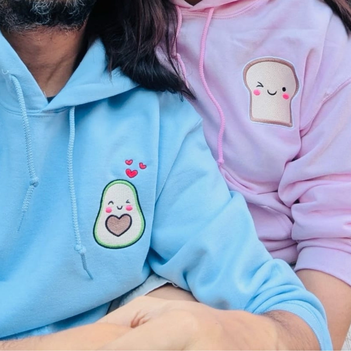 Custom Avocado Toast Matching Embroidered Hoodies for Couples