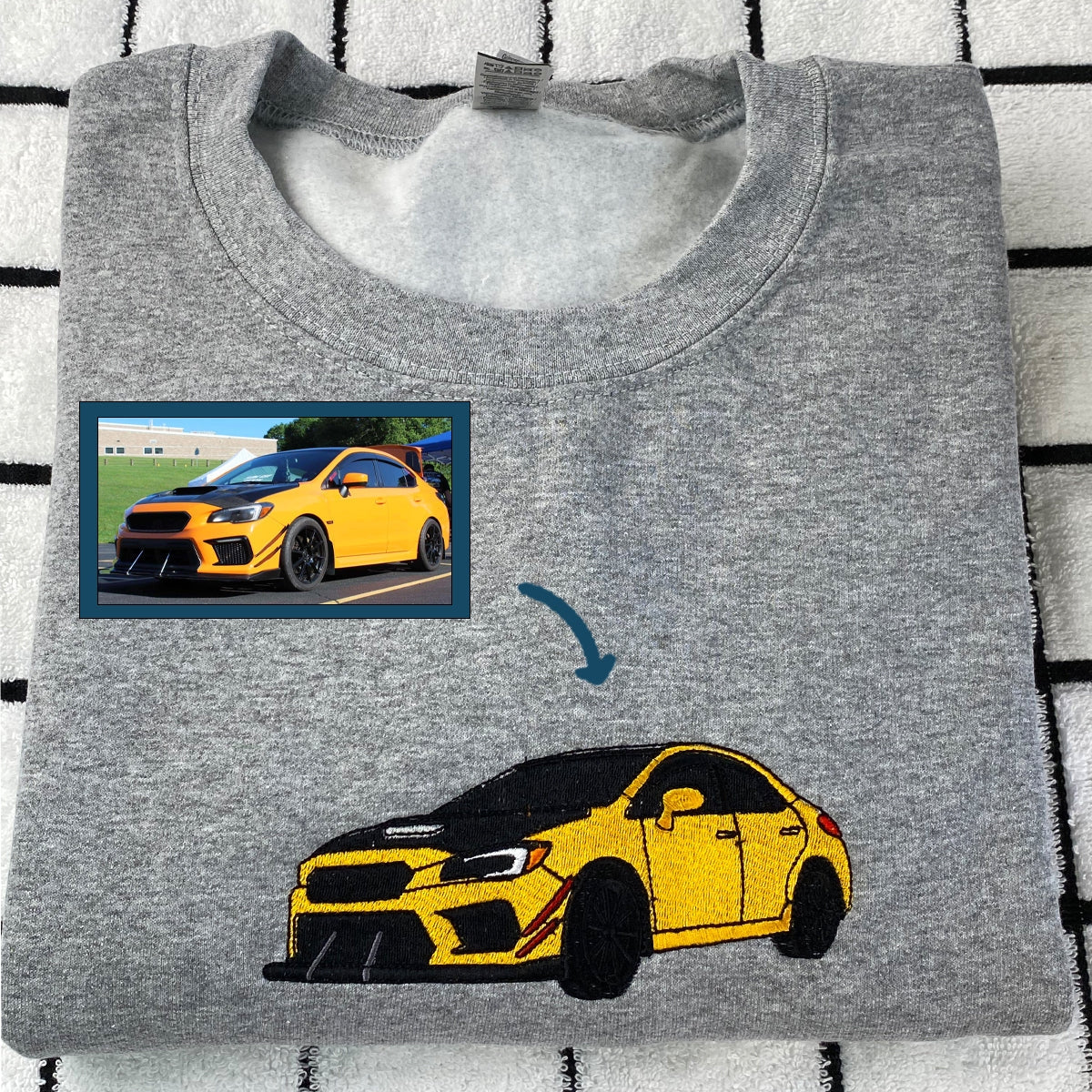 Custom Car Embroidered Hoodies - Vehicle Portrait Sweatshirts - Perfect Car Enthusiast Gift