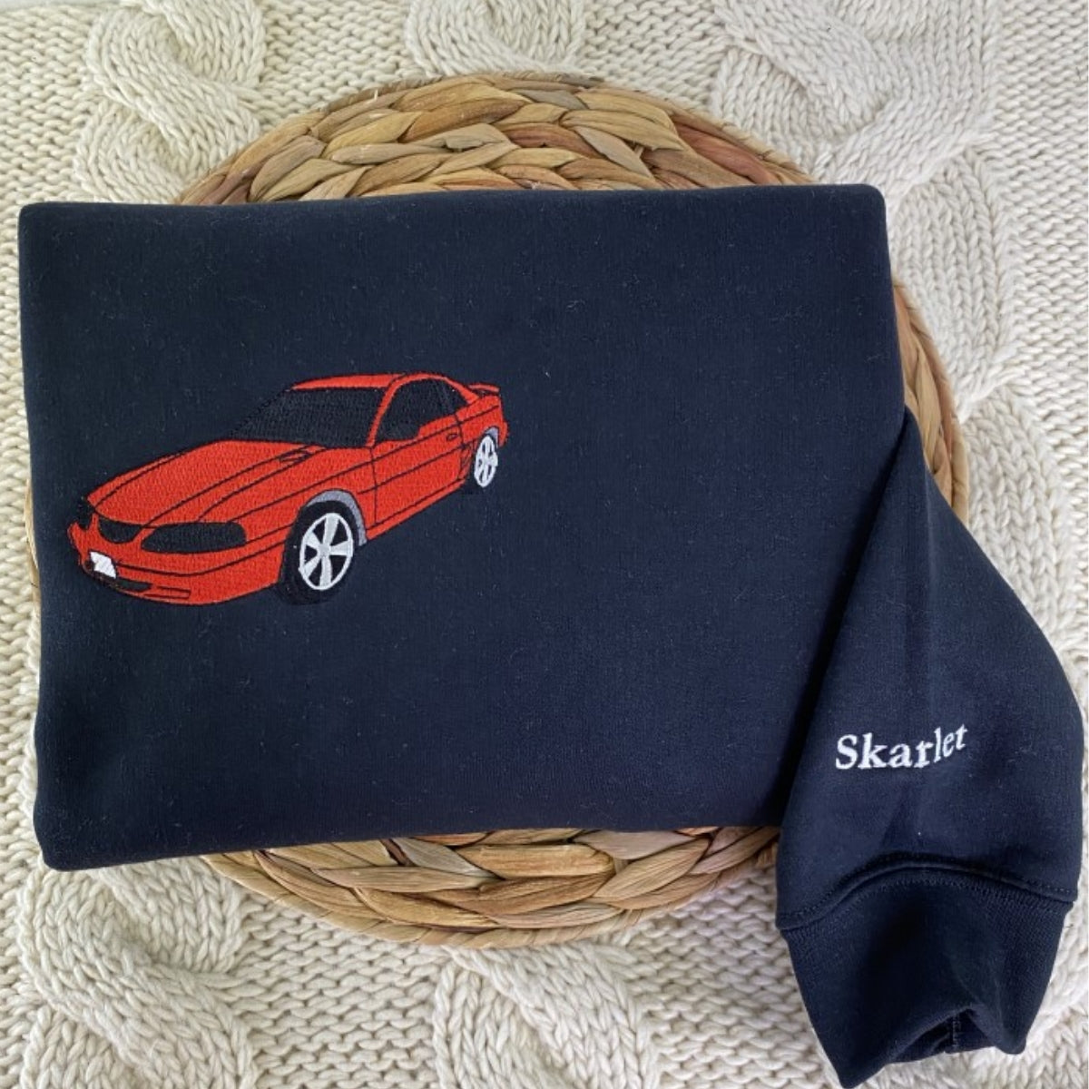 Custom Car Embroidered Sweatshirts with Personalized Text - Vehicle Portrait & Handwriting Hoodies - Perfect Car Lover Gift