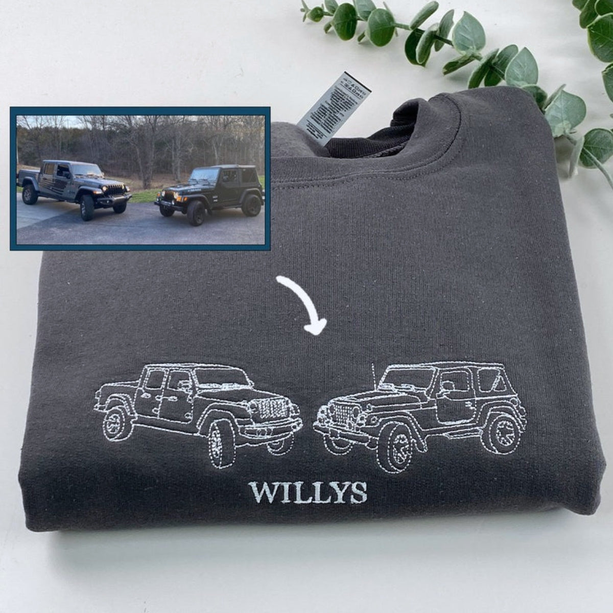Custom Car Line Art Embroidered Sweatshirts - Minimalist Vehicle Portrait Hoodies - Modern Car Enthusiast Gift
