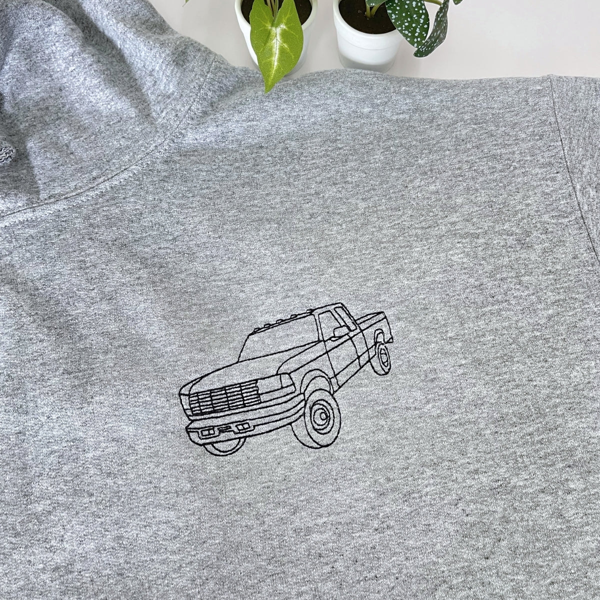 Custom Car Line Art Hoodies - Vehicle Outline Embroidered Sweatshirts - Classic Design