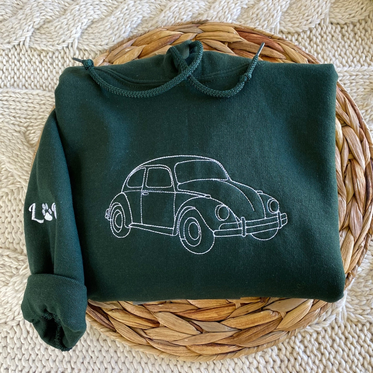 Custom Car Line Art Hoodies - Vehicle Outline Embroidered Sweatshirts - Classic Design