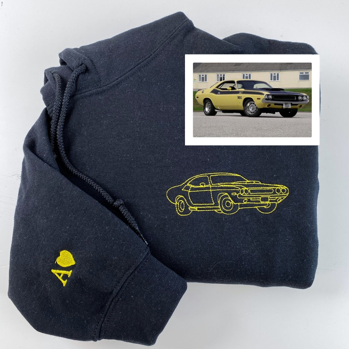 Custom Car Line Art Hoodies - Vehicle Outline Embroidered Sweatshirts - Classic Design
