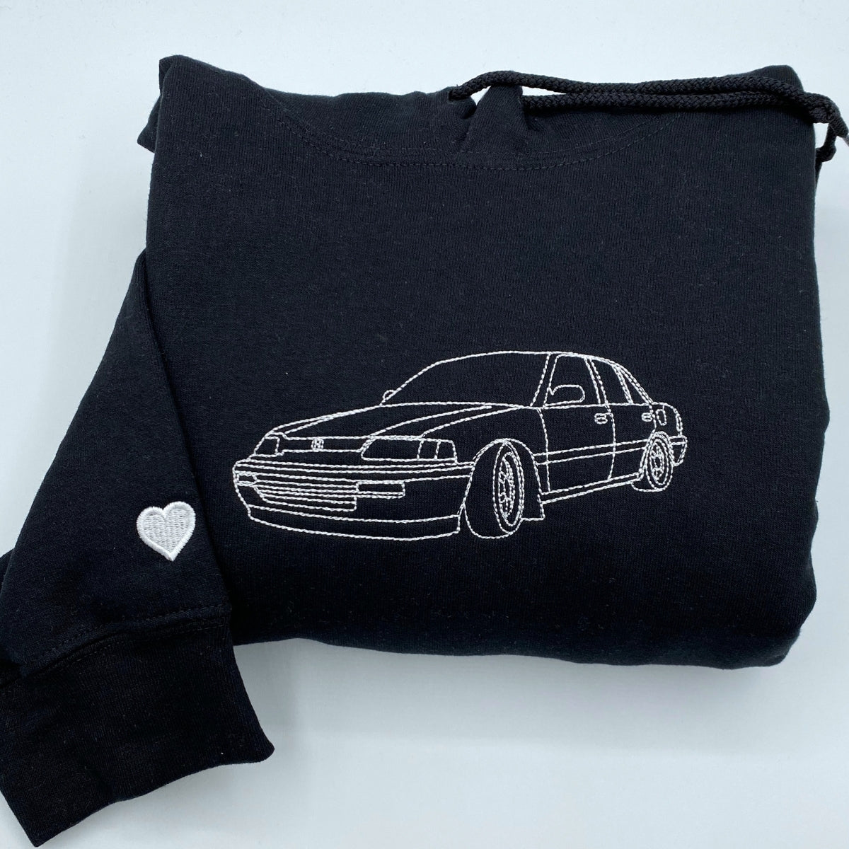 Custom Car Portrait Hoodies - Car Line Art Embroidered Sweatshirts - Perfect Car Lover Gift