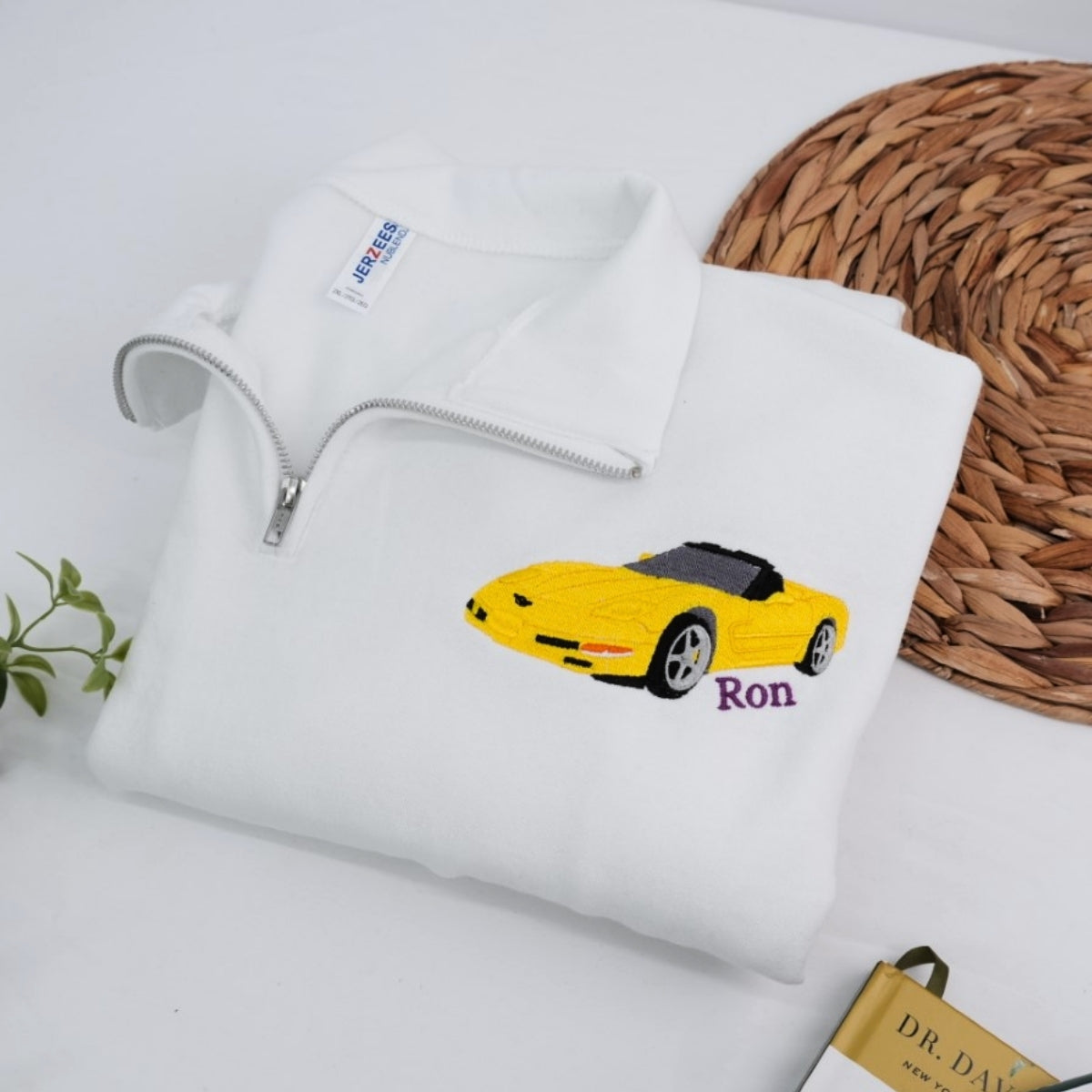 Custom Car Quarter Zip - Personalized Sports Car Embroidered Sweatshirt - Car Enthusiast Gift