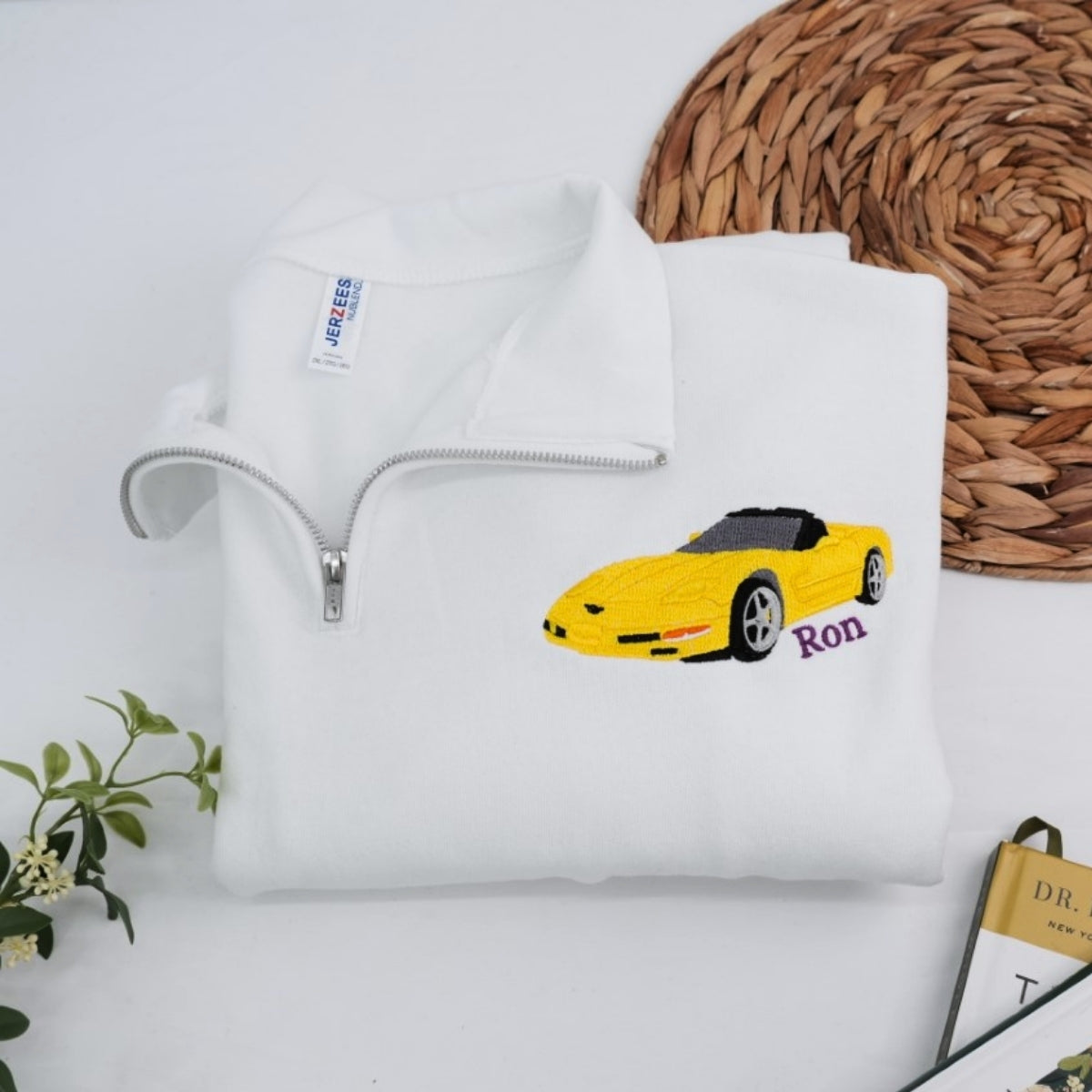 Custom Car Quarter Zip - Personalized Sports Car Embroidered Sweatshirt - Car Enthusiast Gift