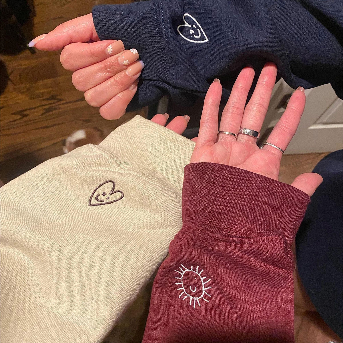 Custom Child Drawing Embroidered Sweatshirts - Simple Kids Artwork to Embroidery - Sweet Family Keepsake