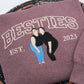 Custom Childhood Friends Portrait Sweatshirt - Besties Embroidered Varsity Hoodie - Longtime Friendship Gift EST Date