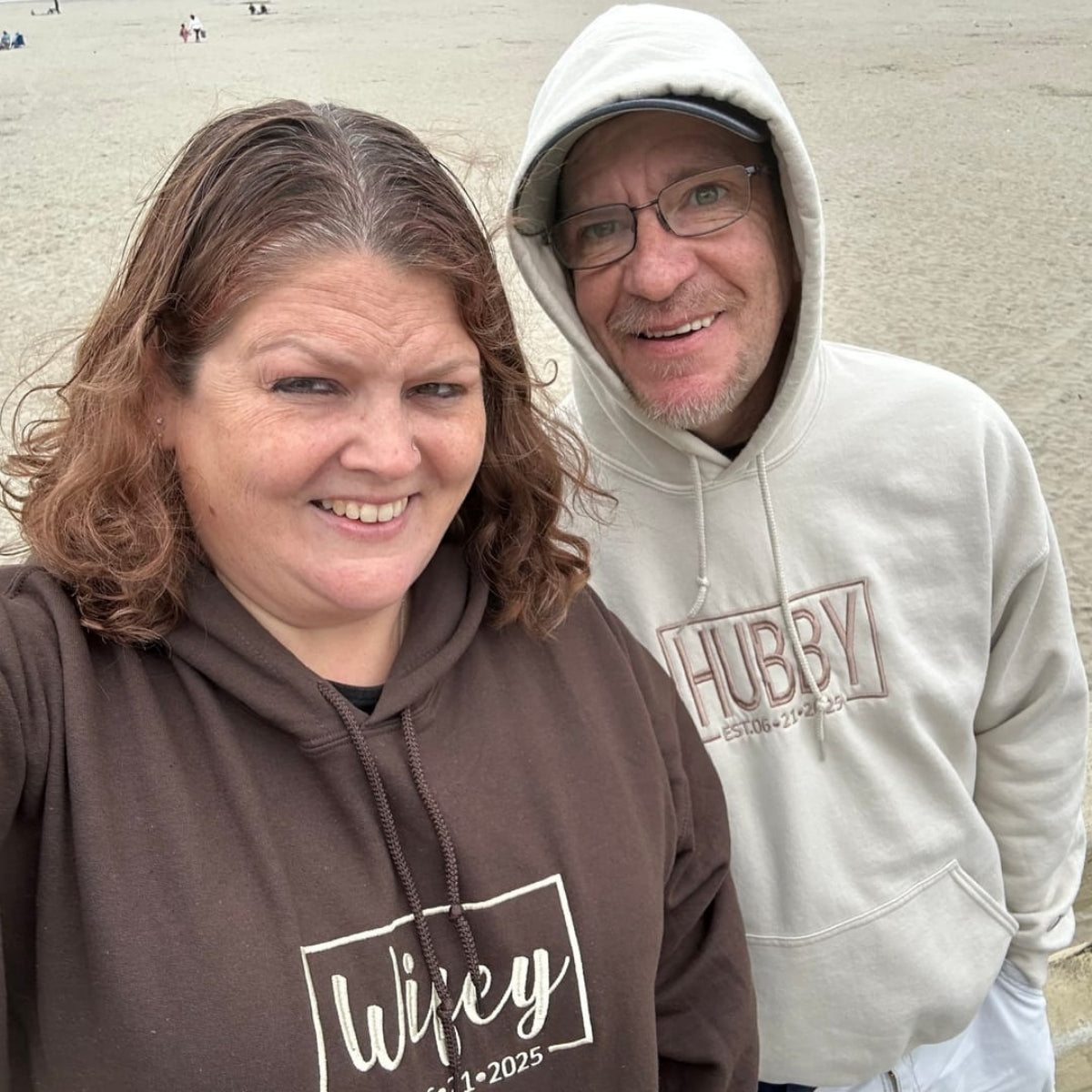 Custom Couple Matching Hubby and Wifey Embroidered Hoodie