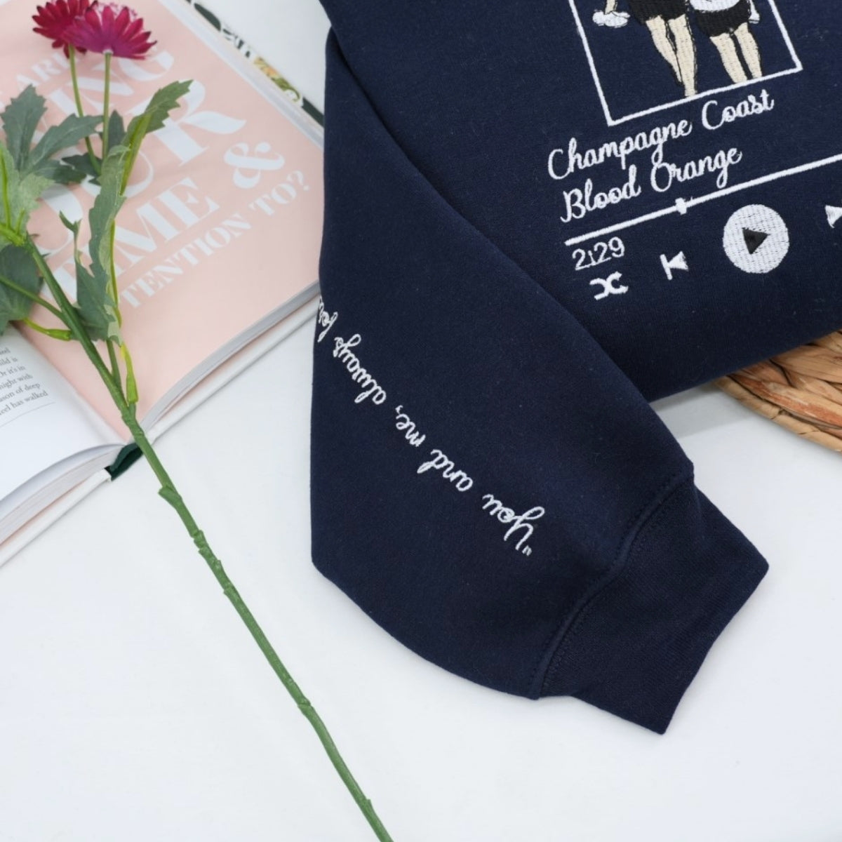 Custom Couple Photo Hoodies - Personalized Song Music Player Embroidered Sweatshirts Gift