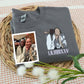 Custom Couple Portrait Hoodies - Anniversary Embroidered Sweatshirts - Personalized Roman Numeral Date Gift