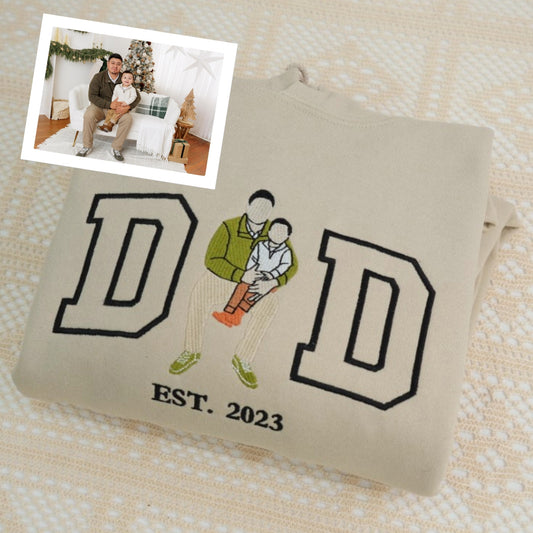 Custom Dad Hoodies - Active Father Child Embroidered Sweatshirts - Perfect Father's Day Gift