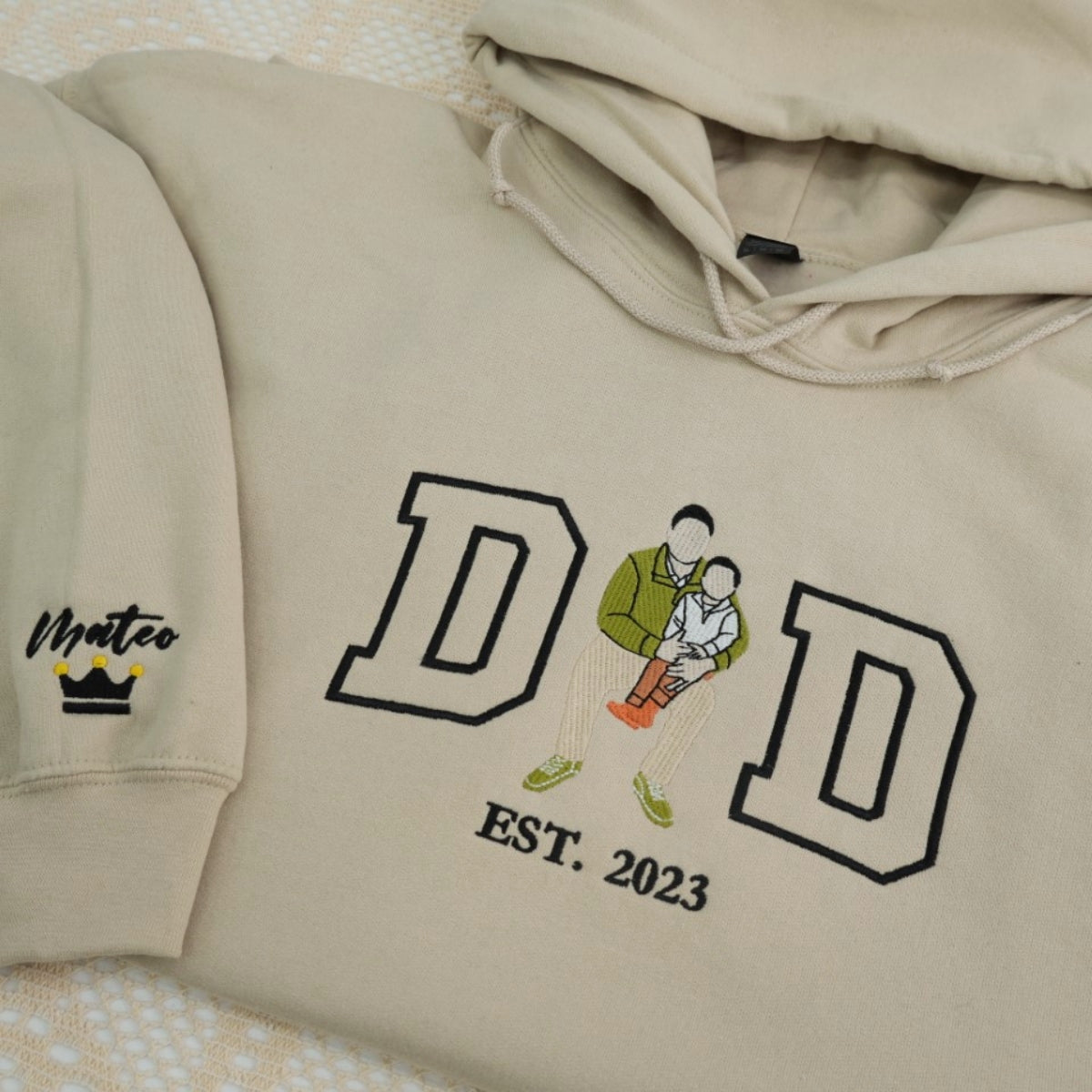Custom Dad Hoodies - Active Father Child Embroidered Sweatshirts - Perfect Father's Day Gift