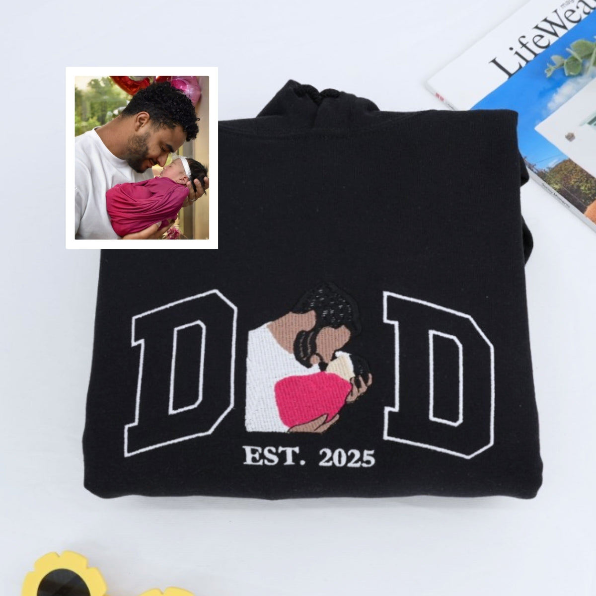 Custom Dad Hoodies - Active Father Child Embroidered Sweatshirts - Perfect Father's Day Gift